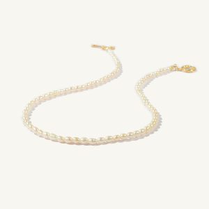 QM – Freshwater Pearls Dainty Necklaces with 18k Gold Plated Brass OT Buckle